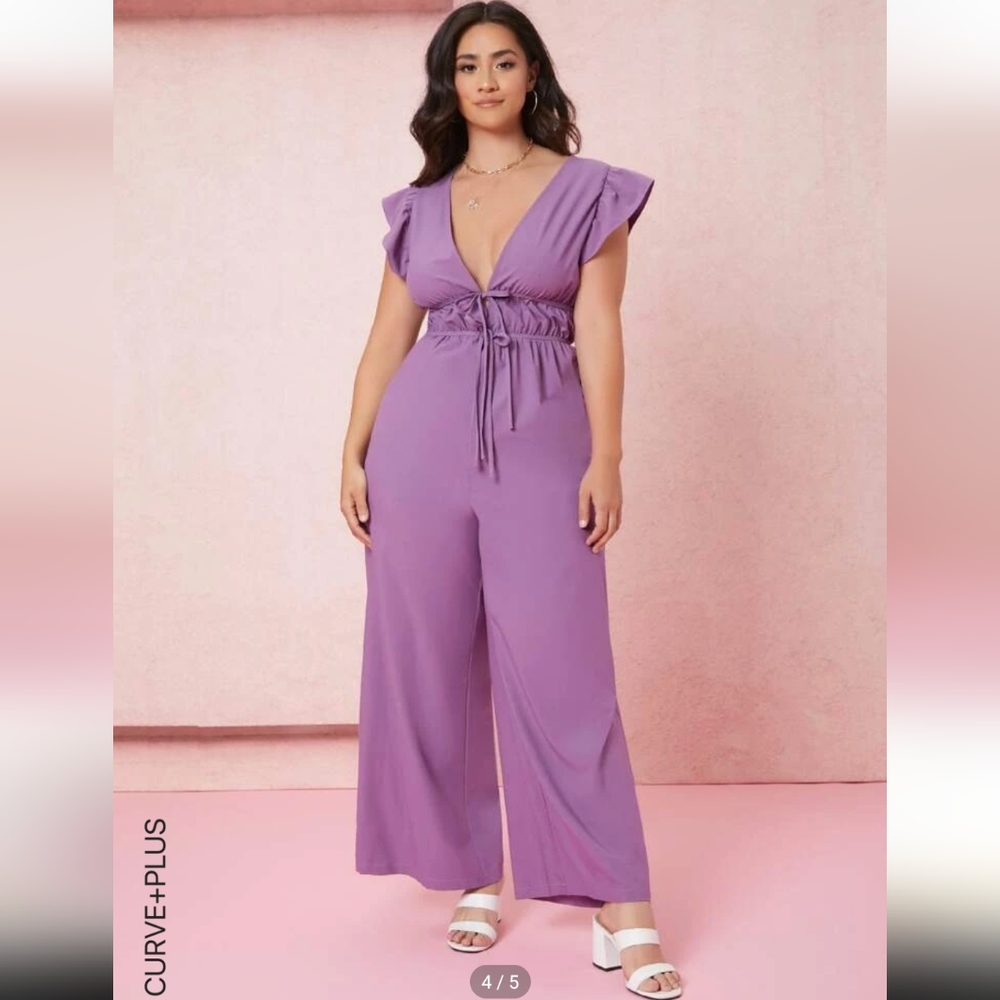 Purple Knot Detail Wide Leg Jumpsuit